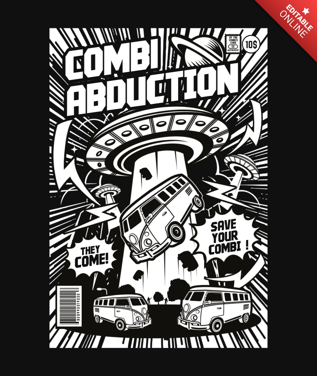 コンビ拉致コミックカバーTシャツデザインテンプレート