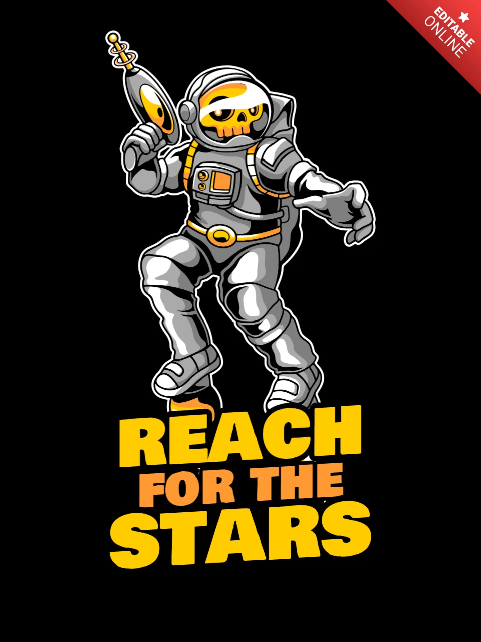 Reach For The Stars With Astronaut T-shirt Design Template