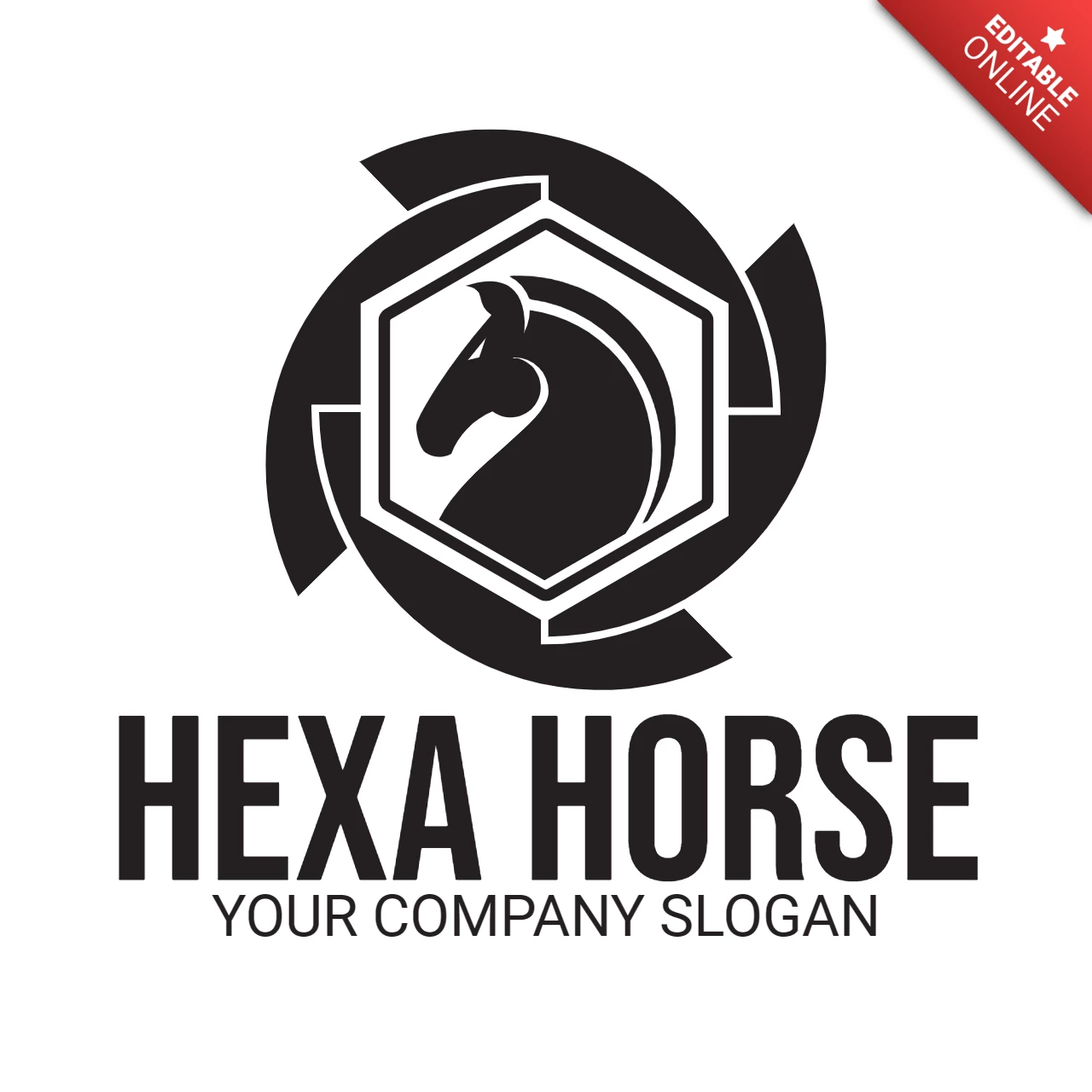 Hexa pferdekopf logo entwurfsvorlage