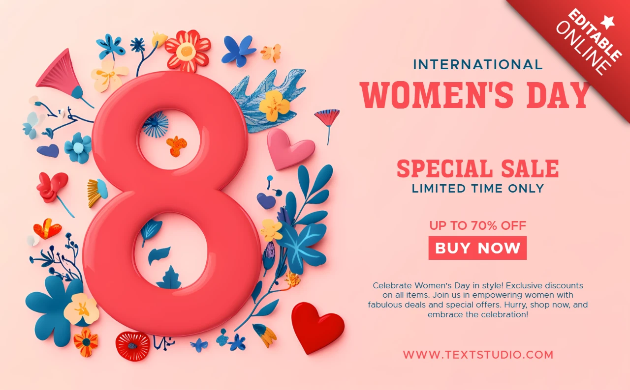 Design floral vintage do Dia Internacional da Mulher em 3d para modelo comercial