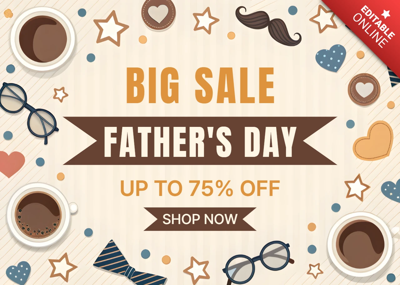 Father's Day Sale Design Template with Whimsical Breakfast Elements