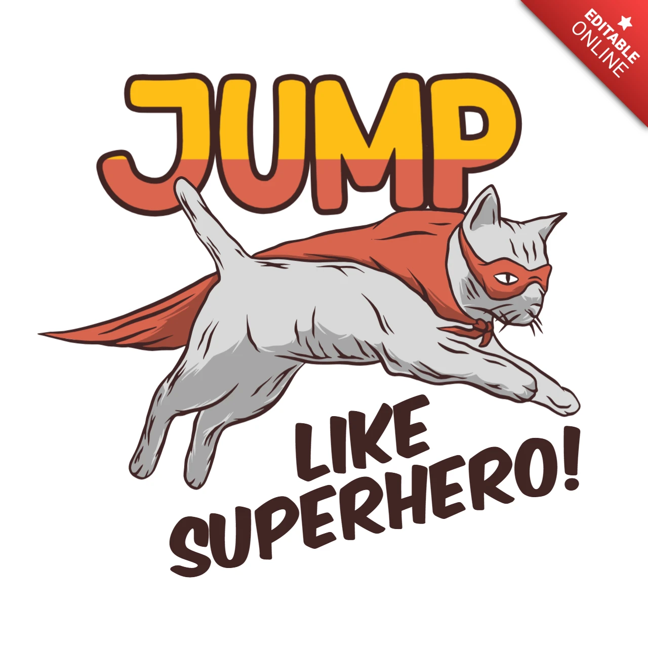 Jump Like Cat Superhero T-shirt Design Template
