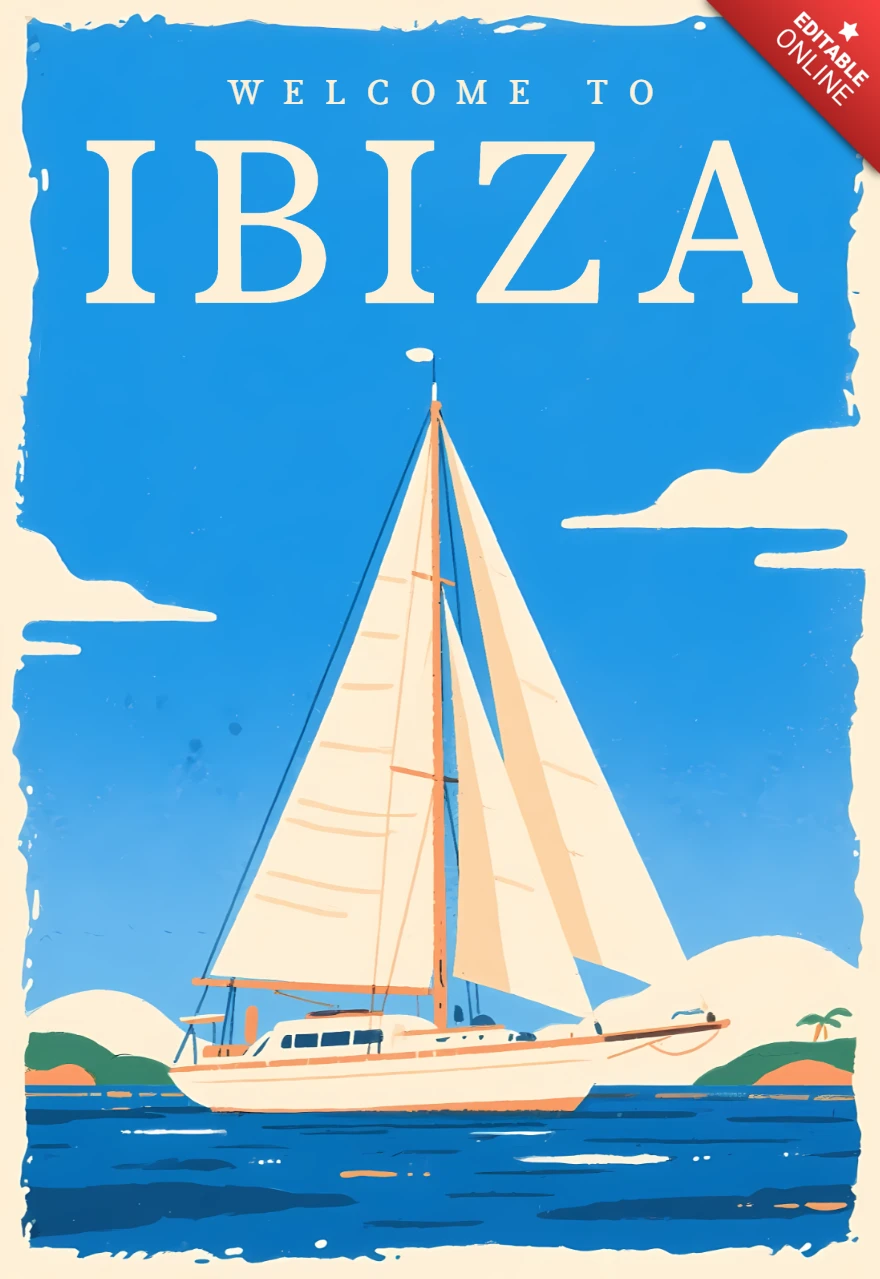 Vintage Ibiza Sailing Design Template for Posters