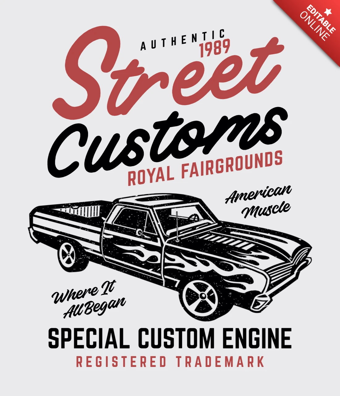 Street Custom Car T-Shirt Design Template