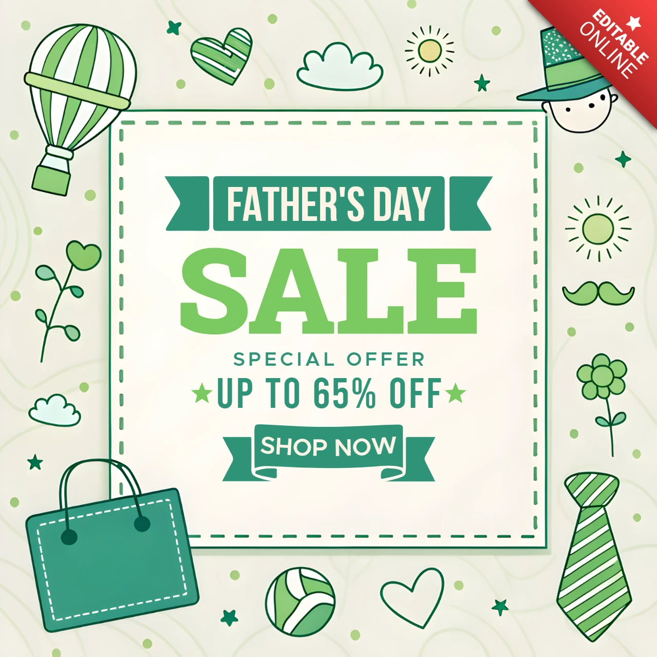 Father's Day Sale Template - Fun and Playful Doodles Design