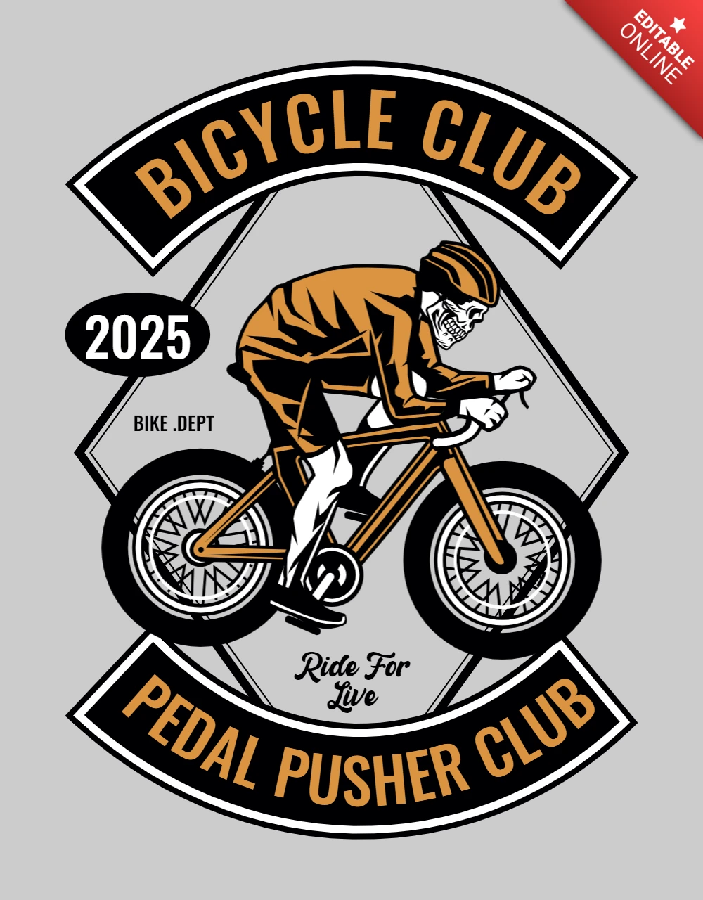 Fahrradclub skelett vintage t-shirt design vorlage