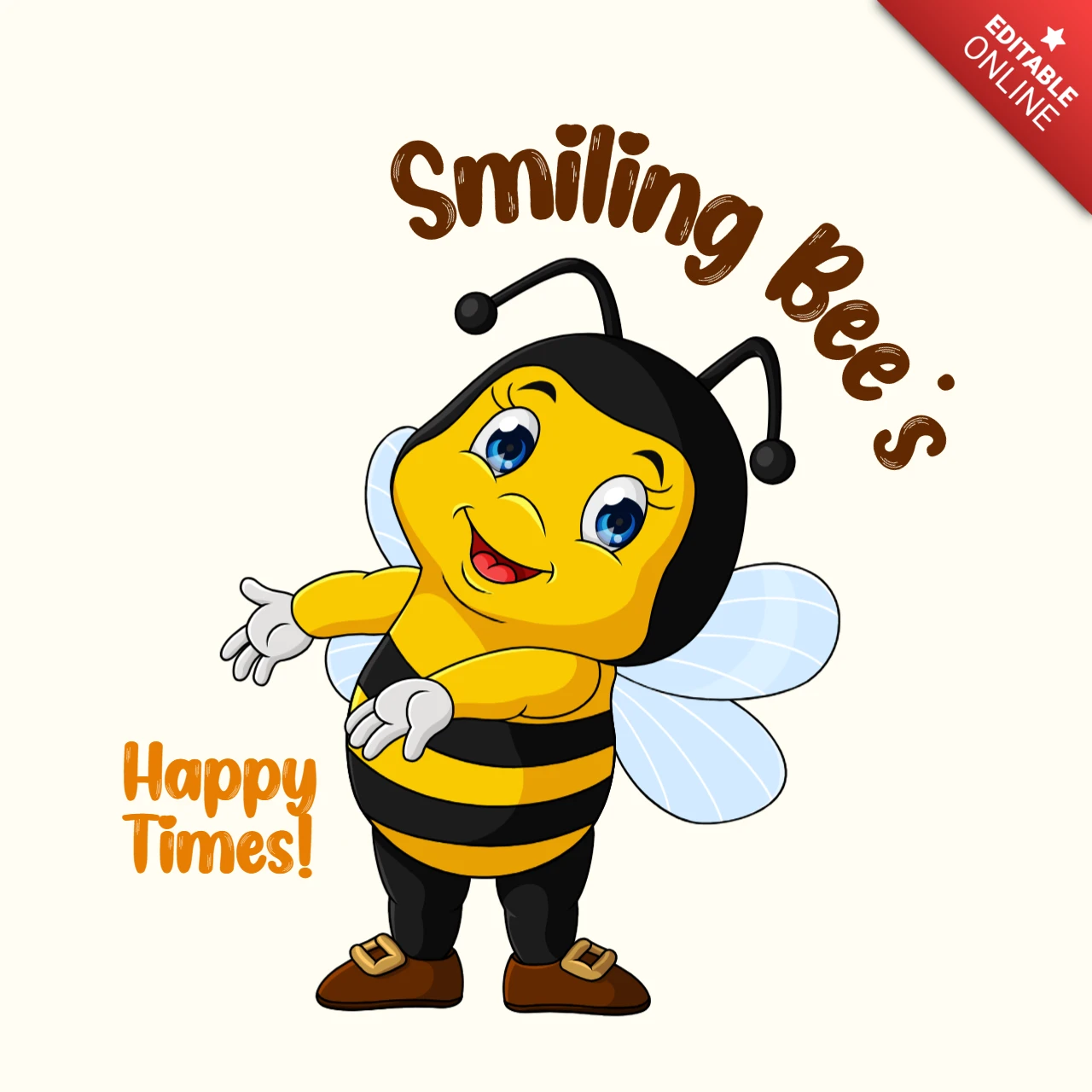 Modèle de dessin animé d'abeille souriante pour la décoration de chambres d'enfants