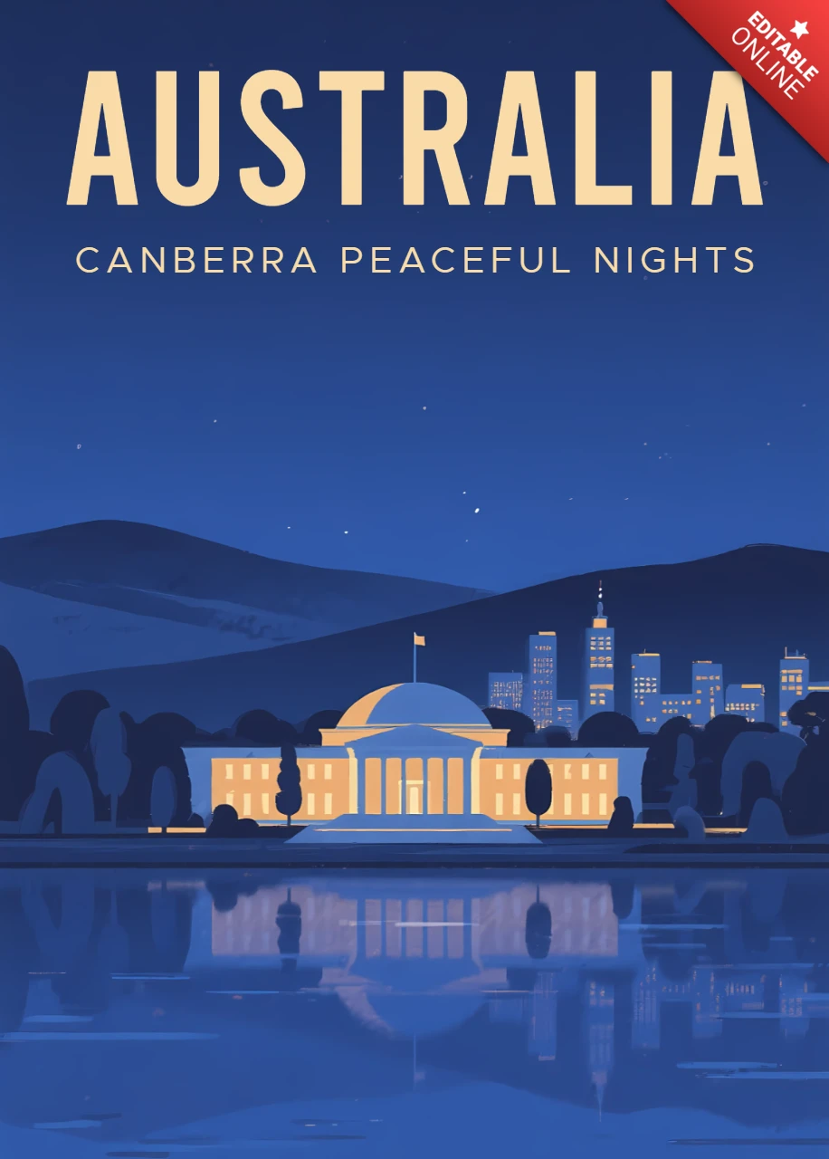 Plantilla de diseño de paisajes urbanos nocturnos de Australia para carteles