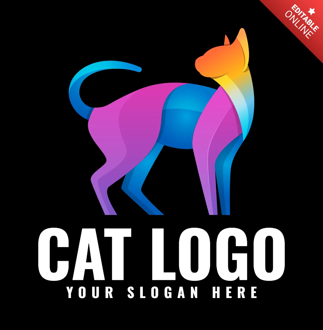 Modèle de conception de logo de chat coloré