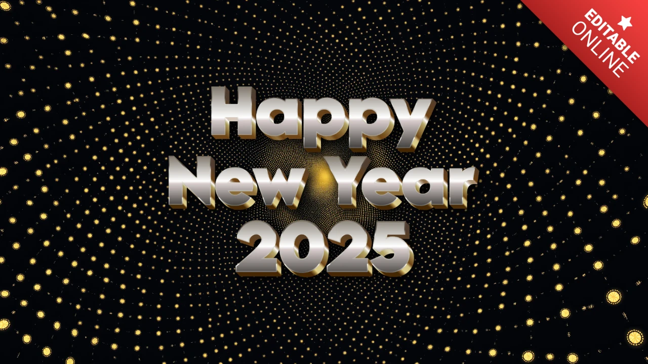 Modello di invito di buon anno a puntini dorati