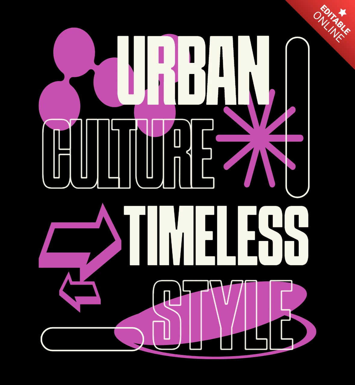 Zeitlose urbane Kultur, fette Typografie mit grafischen Akzenten, T-Shirt-Designvorlage
