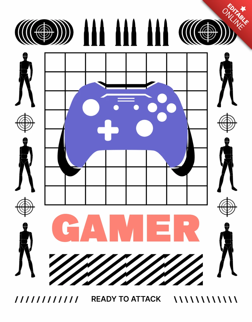 Gamingcontroller ontwerpsjabloon voor gamer merchandise