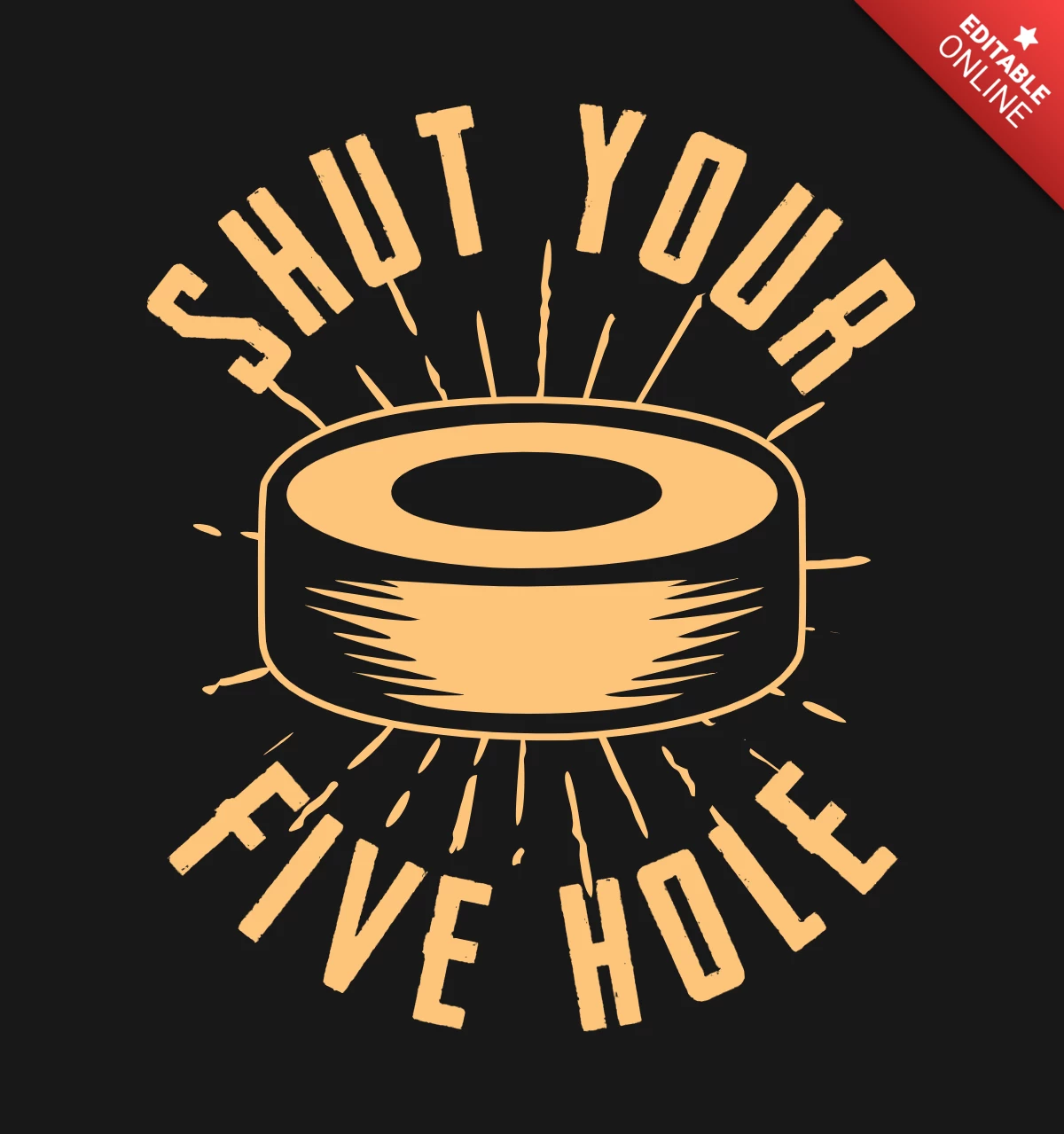 Hockey Puck Vintage T-shirt Design Template