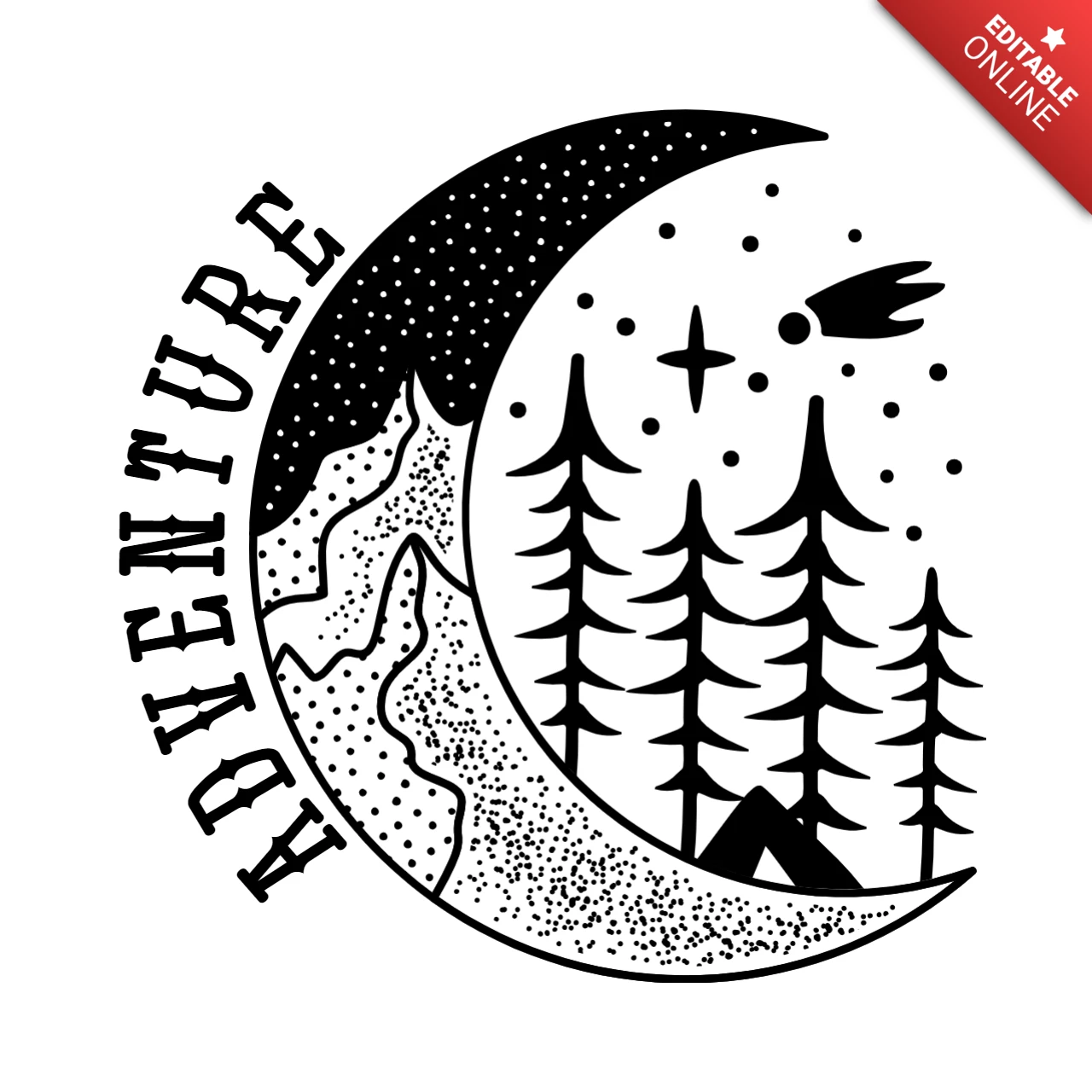Geometría sagrada camping aventura silueta insignia plantilla de diseño