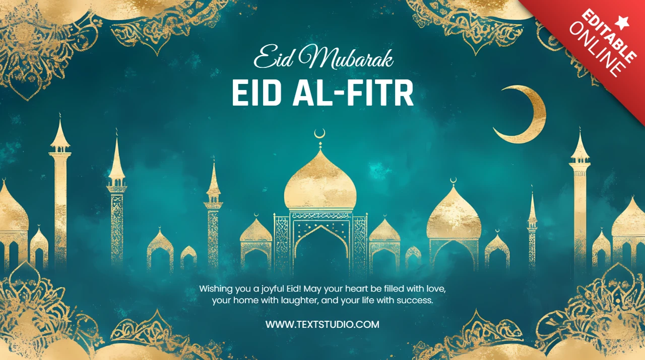 Eid Al-Fitr Celebration Design Template with Elegant Islamic Motifs