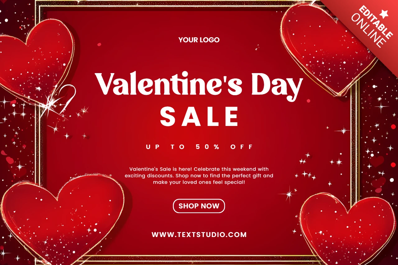 Valentinstag Verkauf Designvorlage - editierbares Werbebanner
