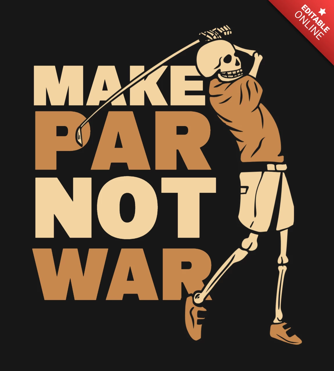 Scheletro che gioca a golf modello di design t-shirt vintage