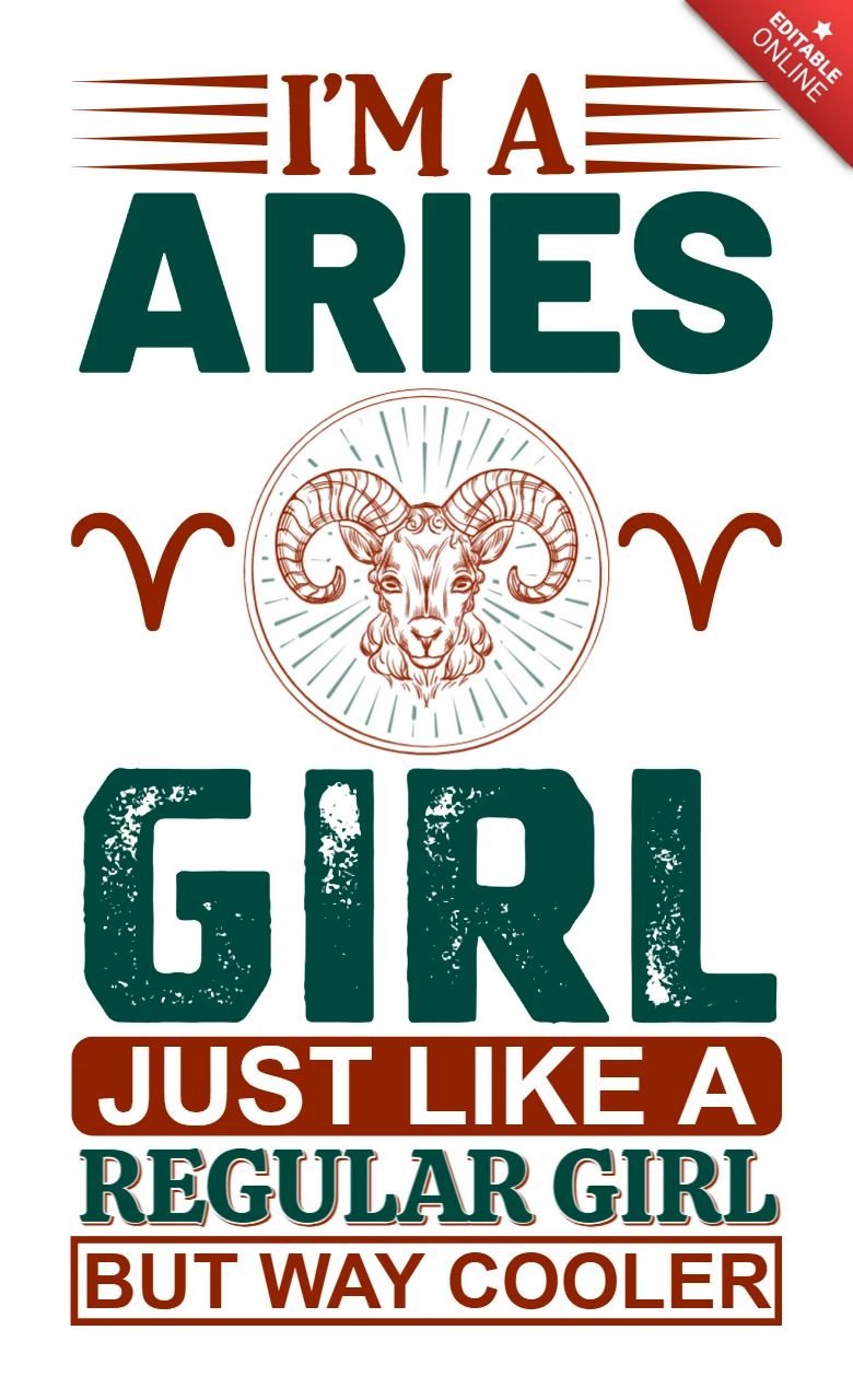 Modèle éditable de typographie vintage : aries girl design pour les passionnés d'astrologie