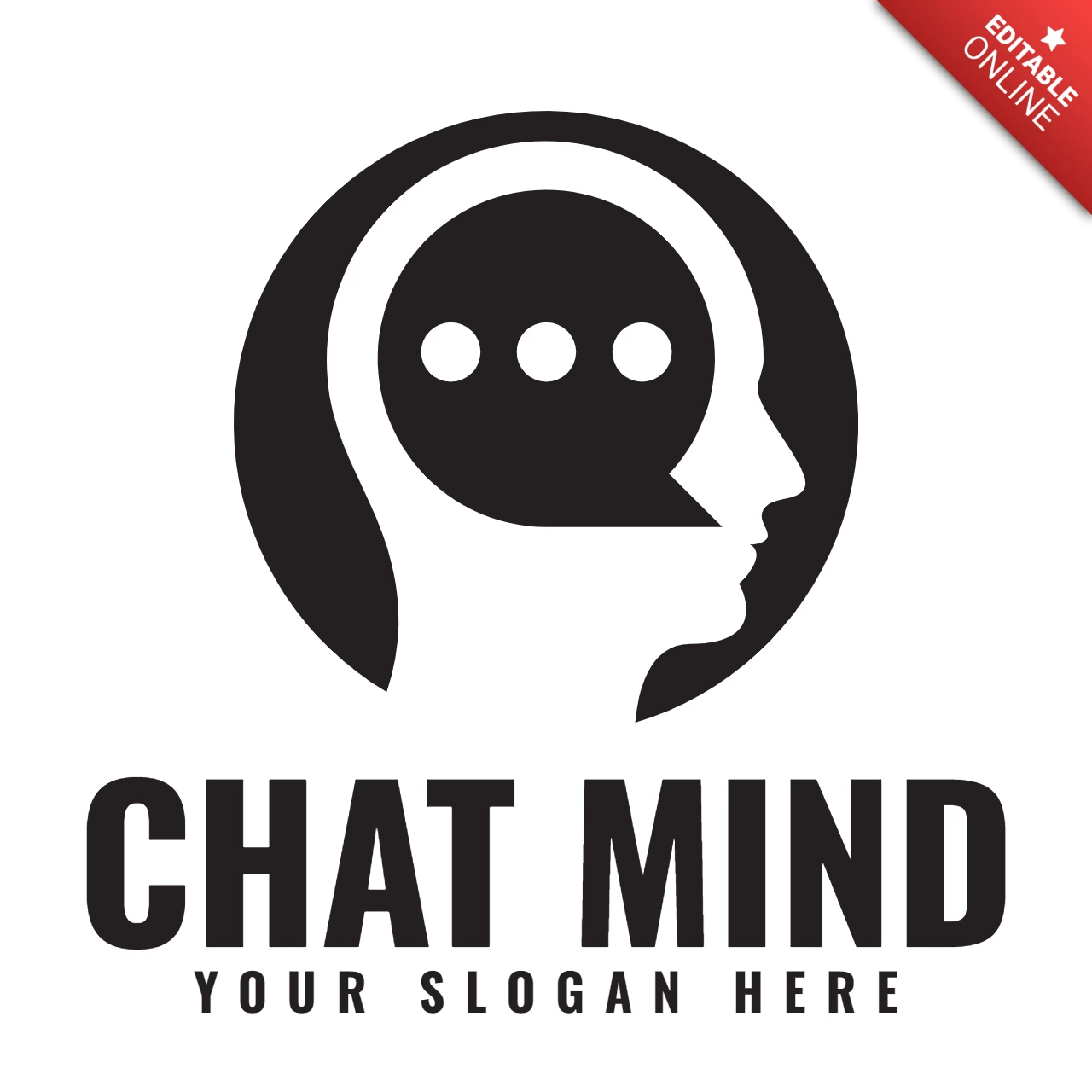 Modèle de conception de logo ai esprit de chat