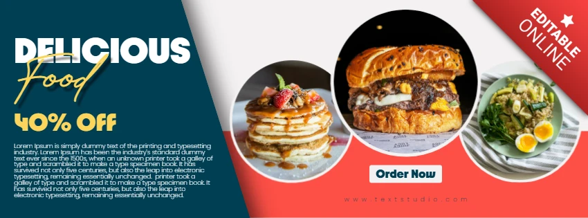 Modelo de capa para Facebook de promoção de comida deliciosa