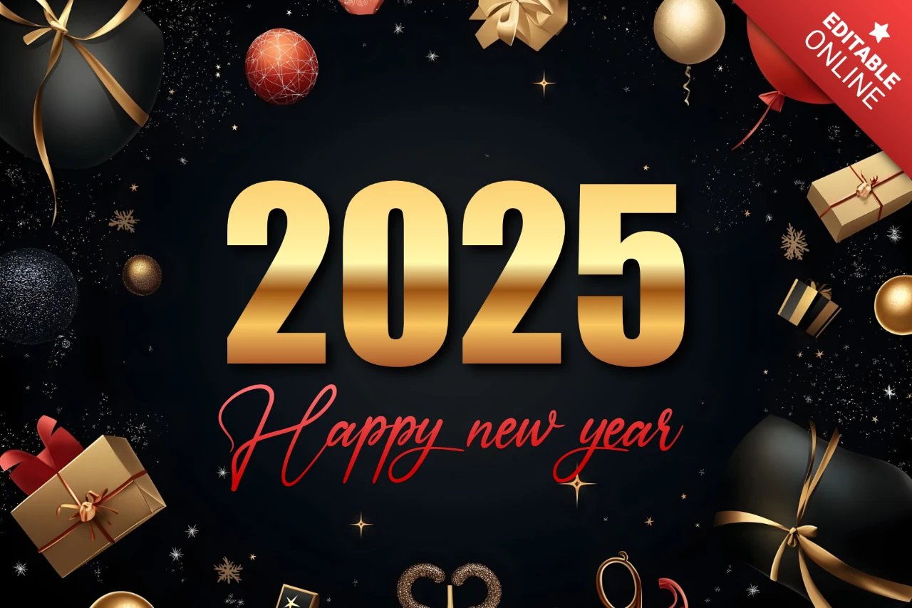 Regalos festivos 2026 plantilla de diseño de feliz año nuevo