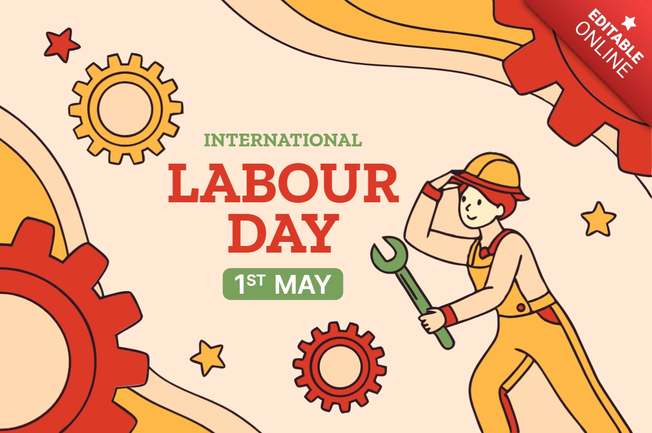 Editable Labour Day Celebration Design Template in Retro Style