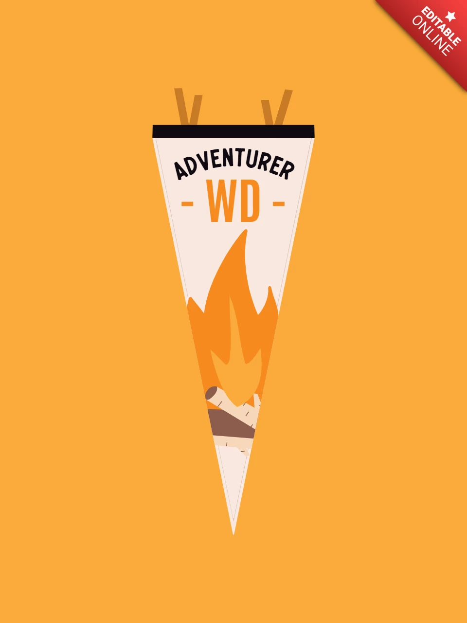 Adventurer Campfire Pennant T-shirt Template Design