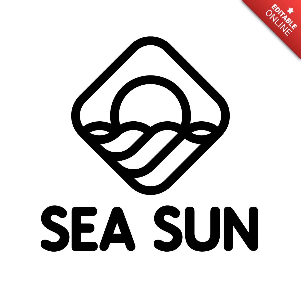 Plantilla de diseño del logotipo de Sea Sun