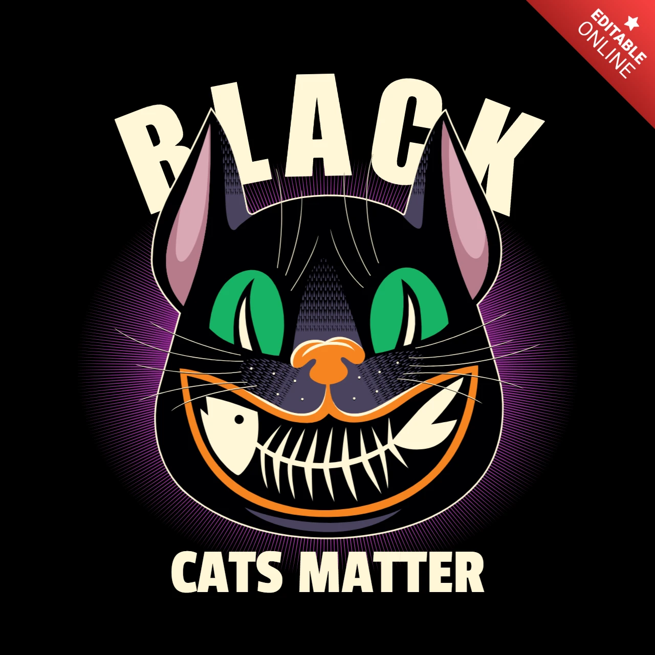 Black Cat Master T-shirt Design Template