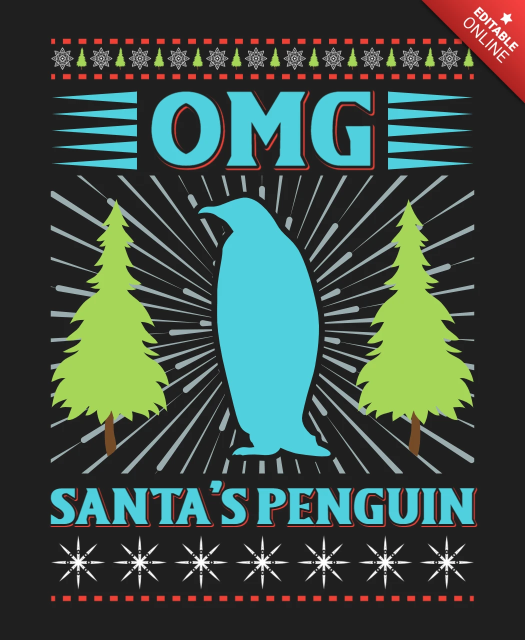 Festive Penguin Design Template: Retro Holiday Style
