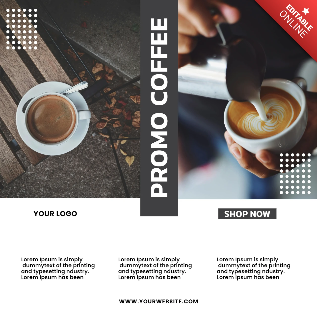 Coffee Shop Promotion Social Media Post Design Vorlage