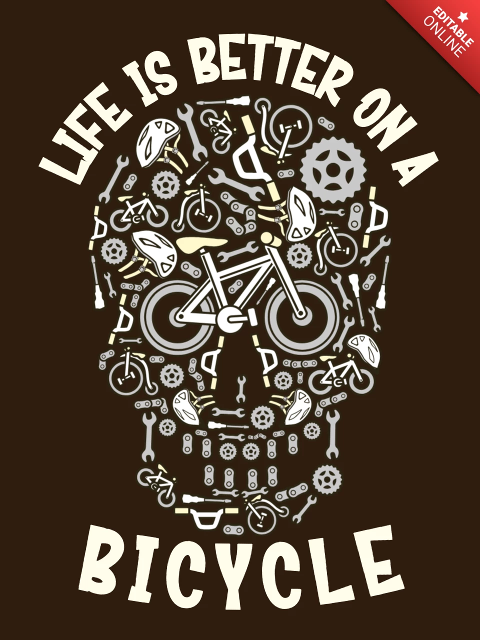 Life Is Better On A Bicycle Calavera T-Shirt Design Template