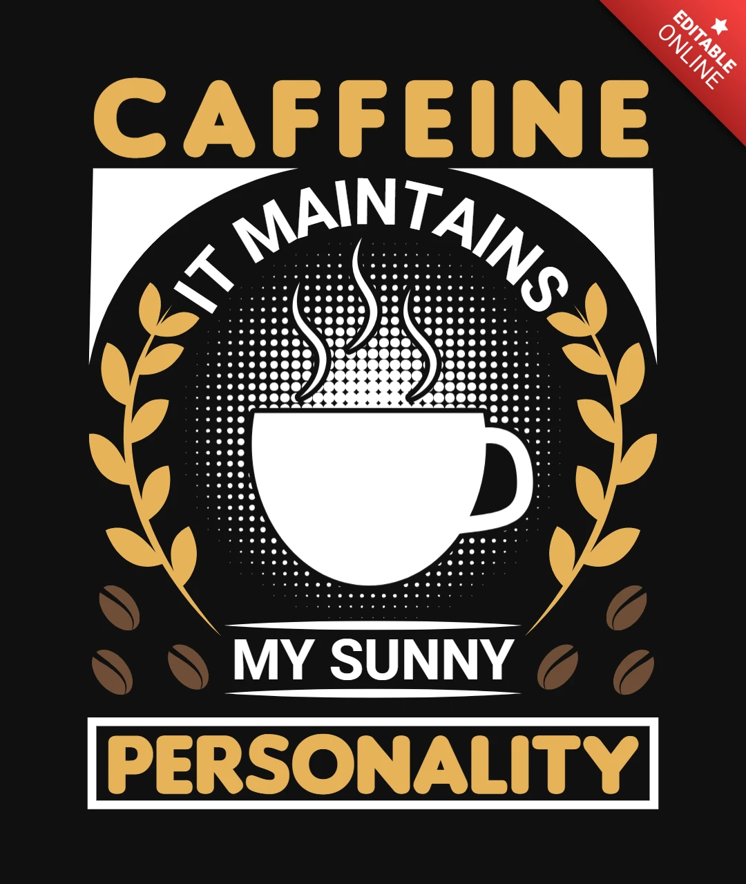 Koffein hält Kaffee-T-Shirt-Designvorlage aufrecht