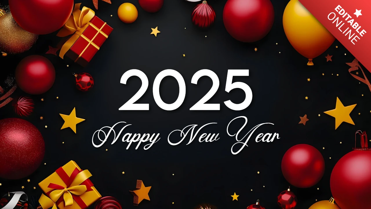Frohes neues Jahr 2025 rot und gold Thema Design Vorlage