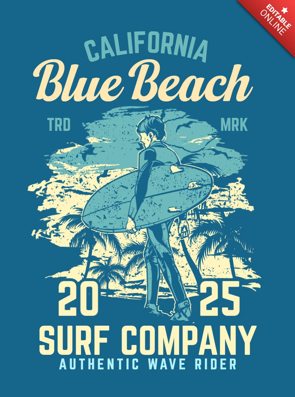 Modello di design per t-shirt Uomo con tavola da surf
