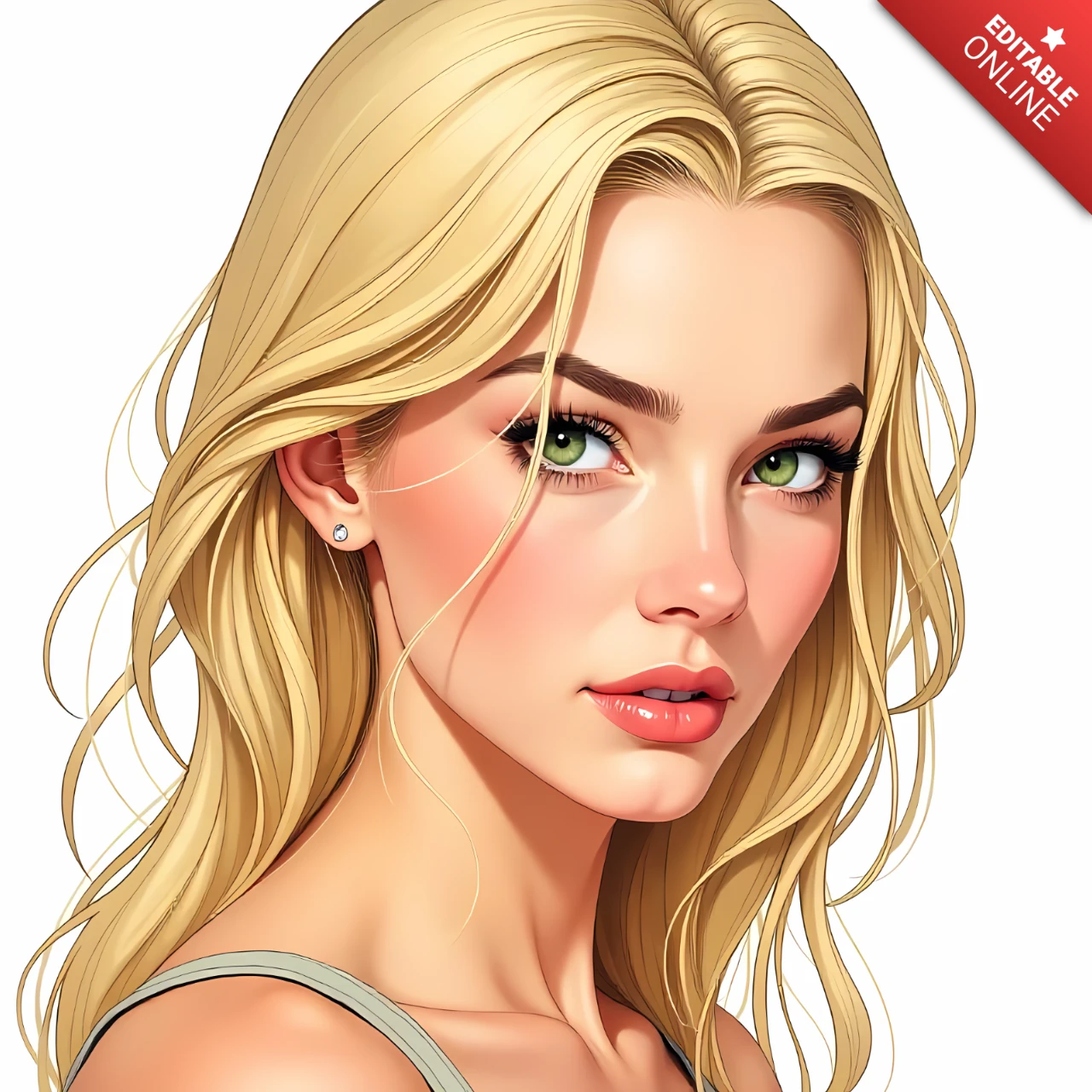 Plantilla de diseño de retrato de belleza editable para proyectos creativos