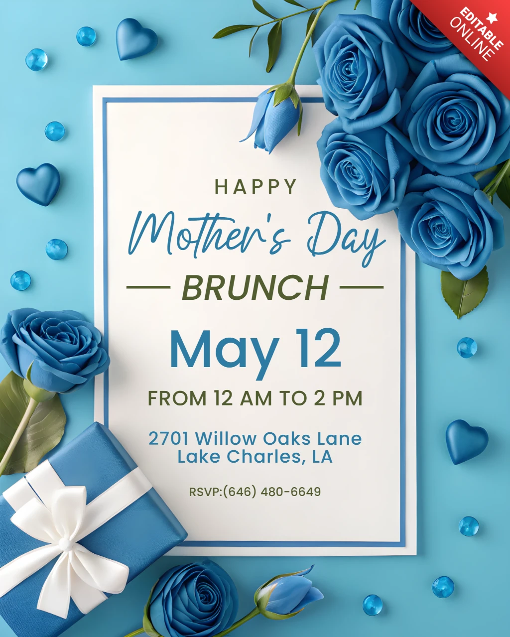 Elegant Floral Mother's Day Brunch Invitation Template Design