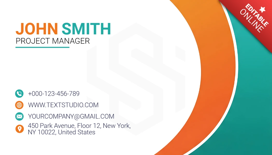 Professional Modern Business Card Template Orange & Teal Curved Design with Clean Layout
