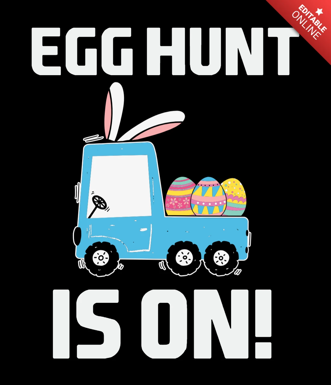 Egg hunt is on conejito de pascua plantilla de diseño de camiseta