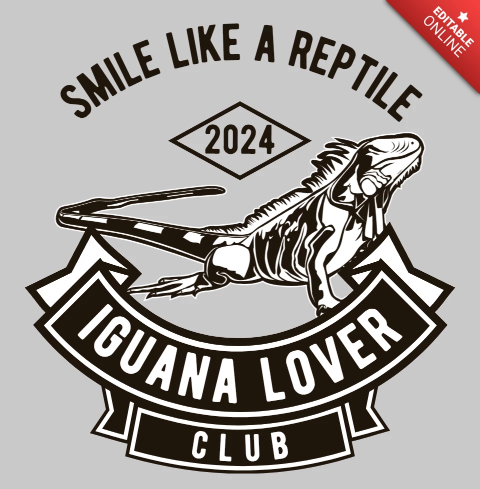 Plantilla de diseño de camiseta del club amante de la iguana