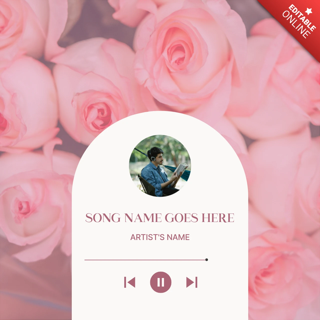 Musikplayer mit Rosen Instagram Post Design Vorlage