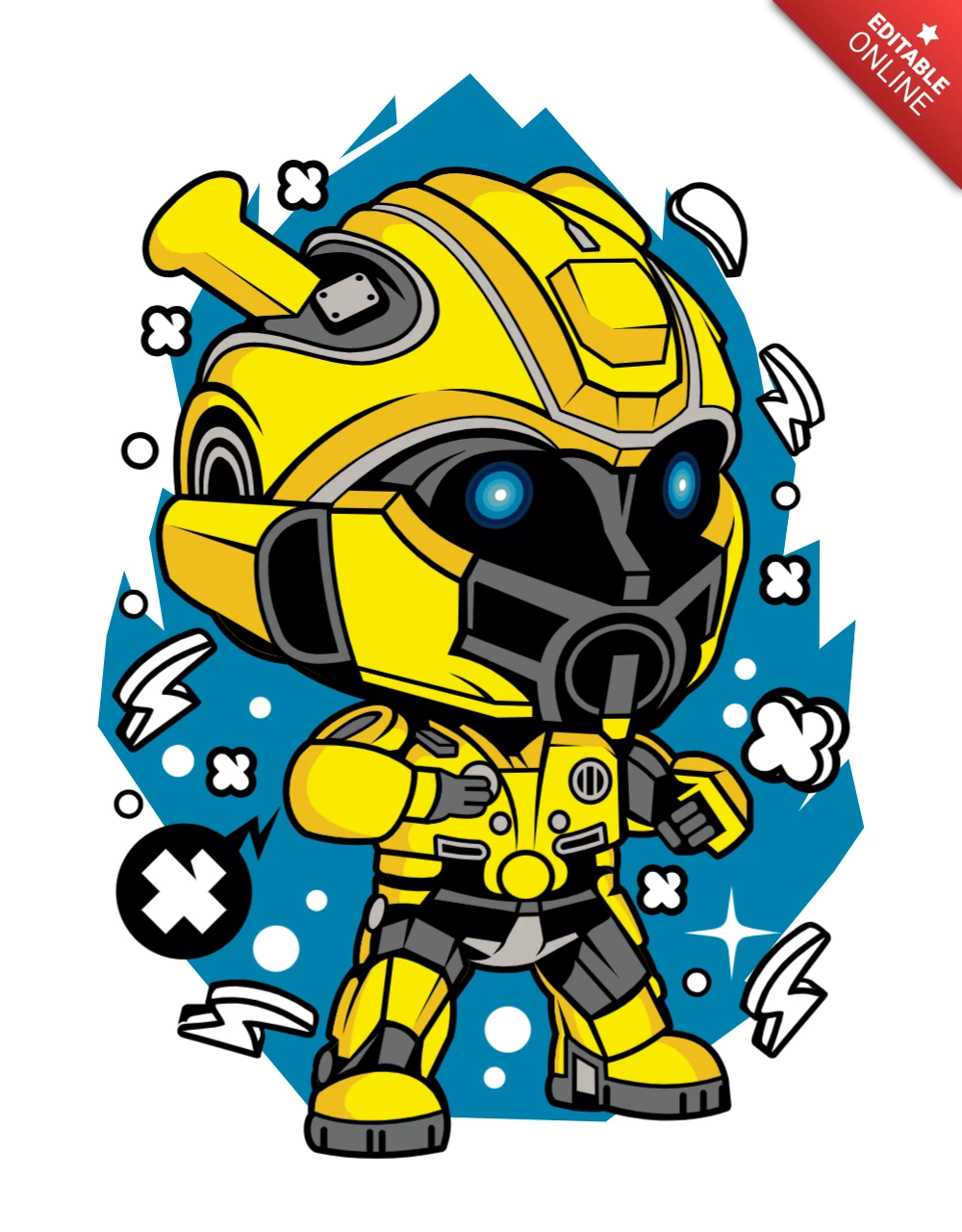 Bumblebee personaje de dibujos animados plantilla de diseño de cartel