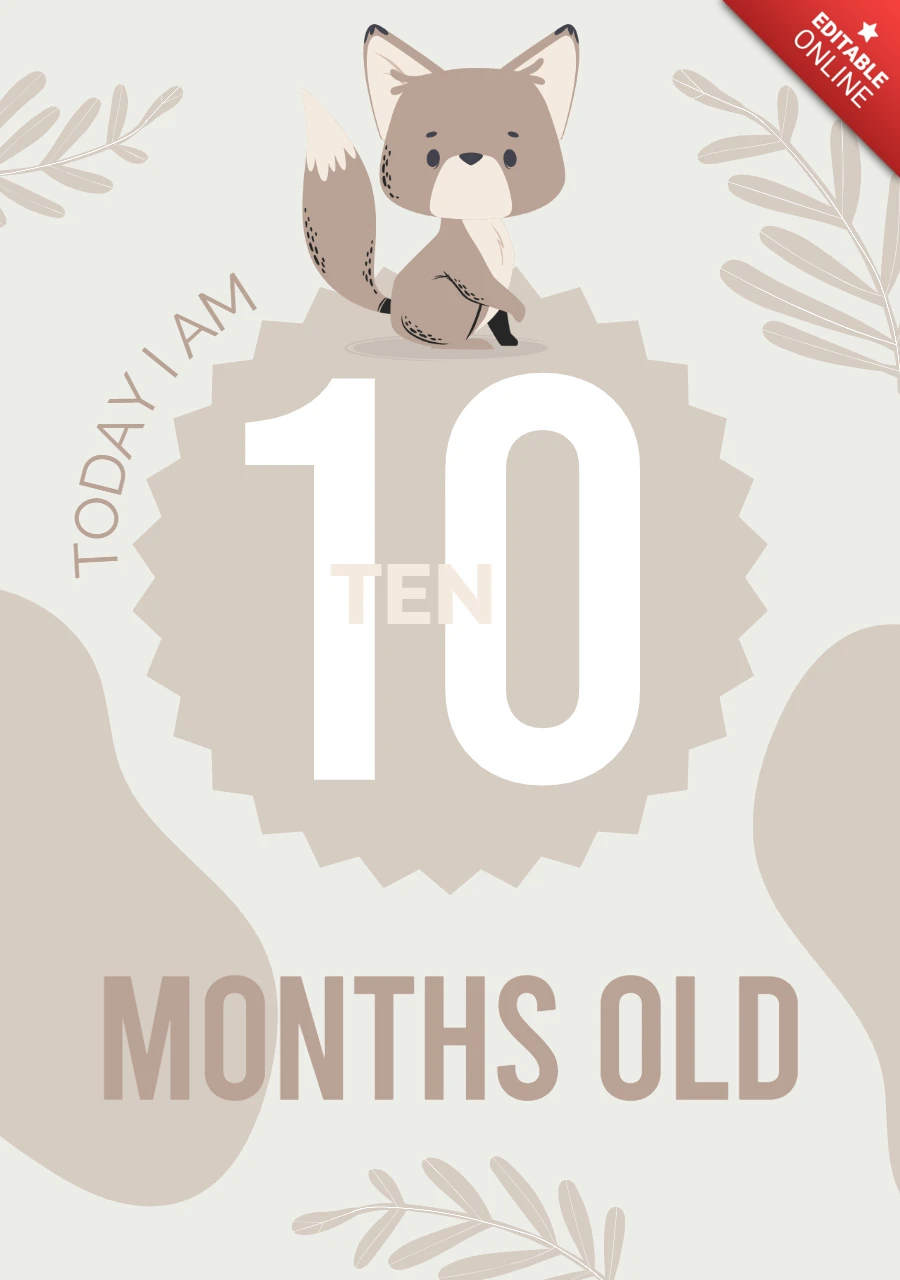 Ten Months Old Baby Milestone Instagram Post Design Template
