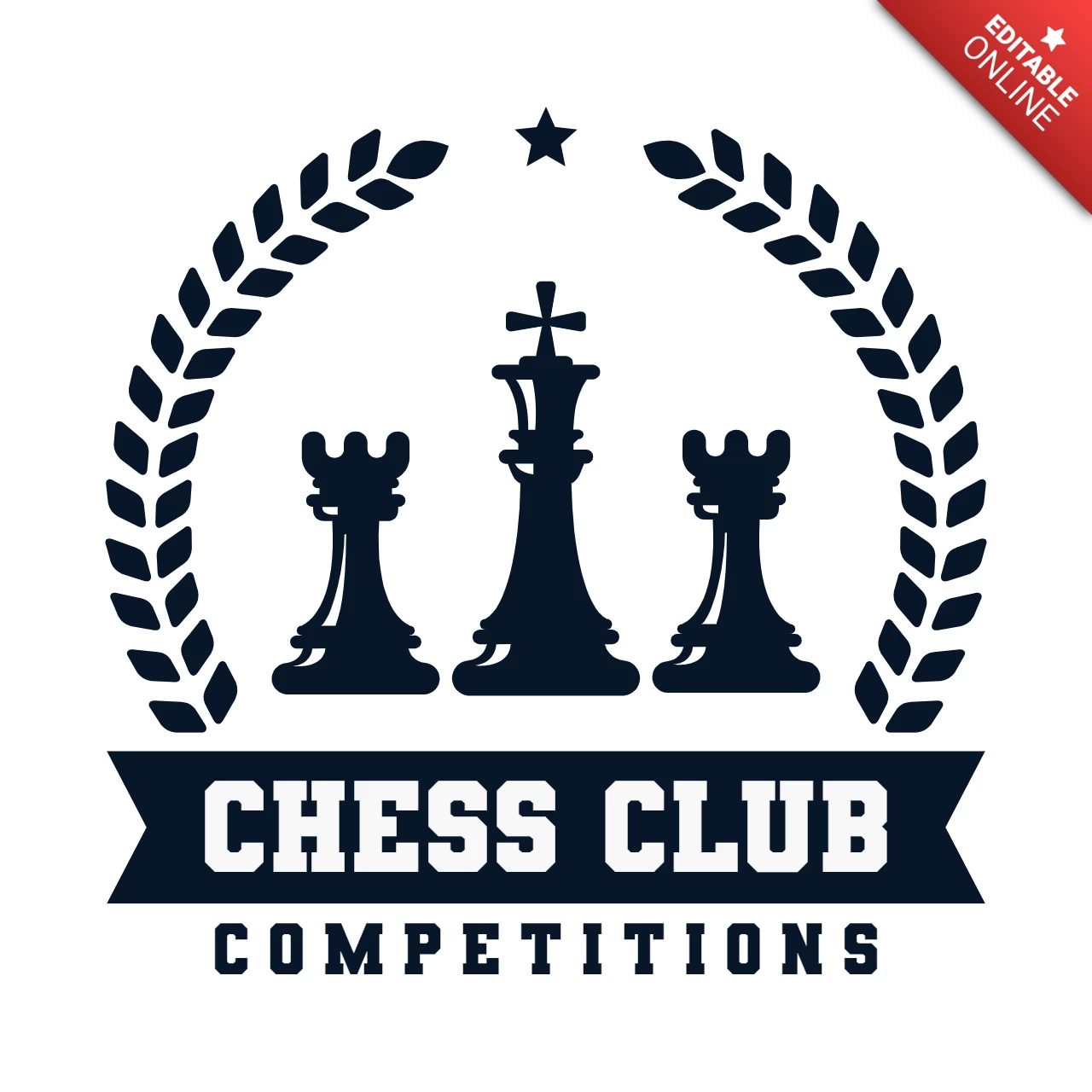Chess Club Competition Logo Design Template