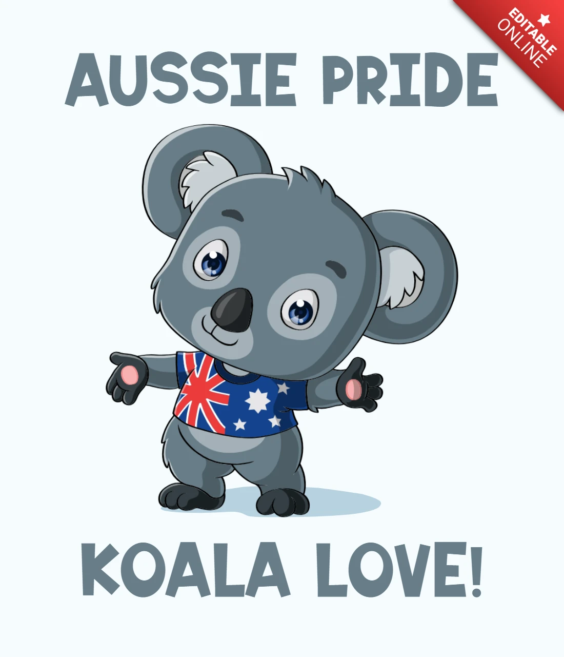 Aussie Pride Koala Love Cartoon Design Template