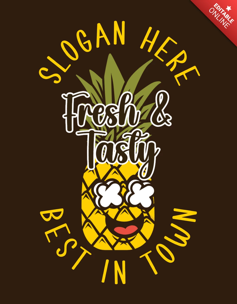 Modèle de conception de logo d'ananas frais et savoureux