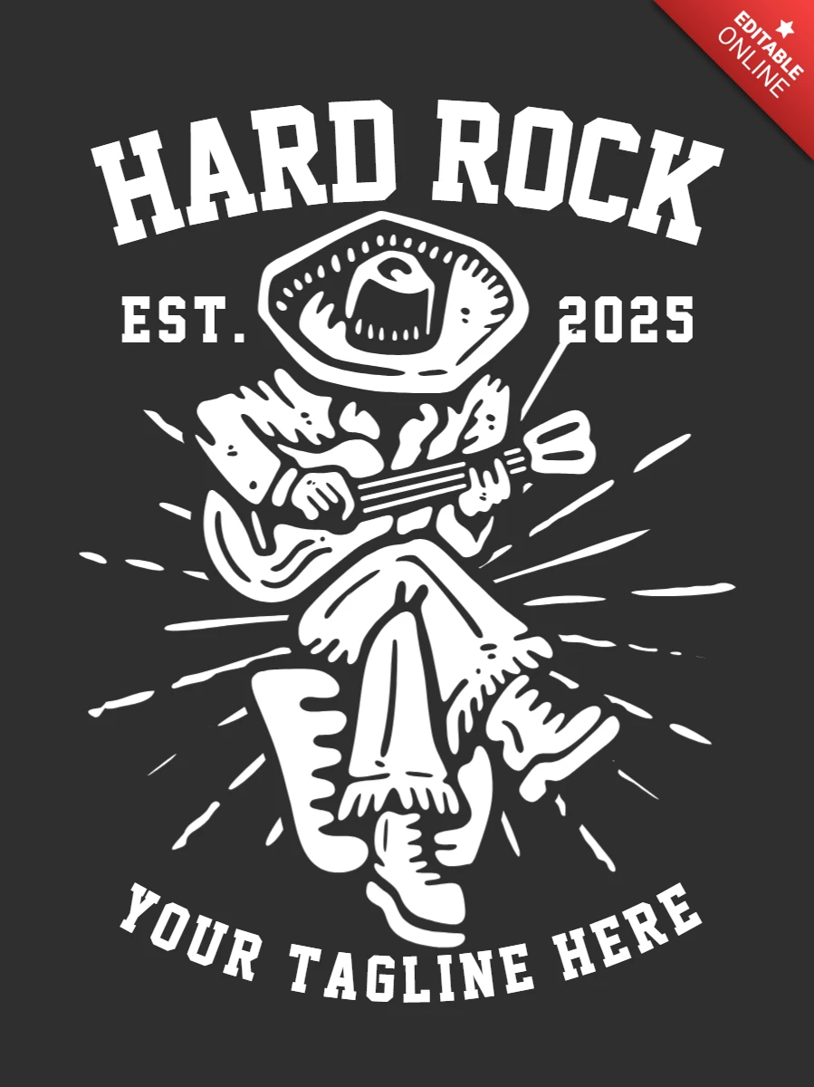 Man Playing Guitar Vintage T-shirt Design Template
