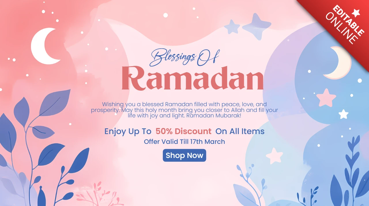 Ramadan Blessings Design Template: Elegant Pastel Style for Festive Promotions