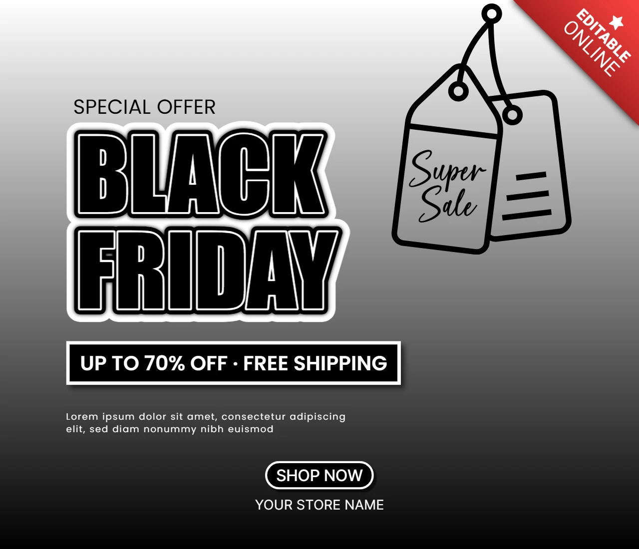 ブラックフライデーセールデザインテンプレートとプロモーションフライヤー用の価格タグ