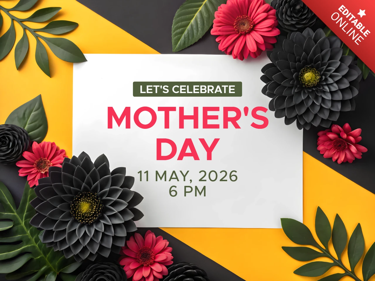 Floral Mother's Day Celebration Template Design with Modern Graphic Elements